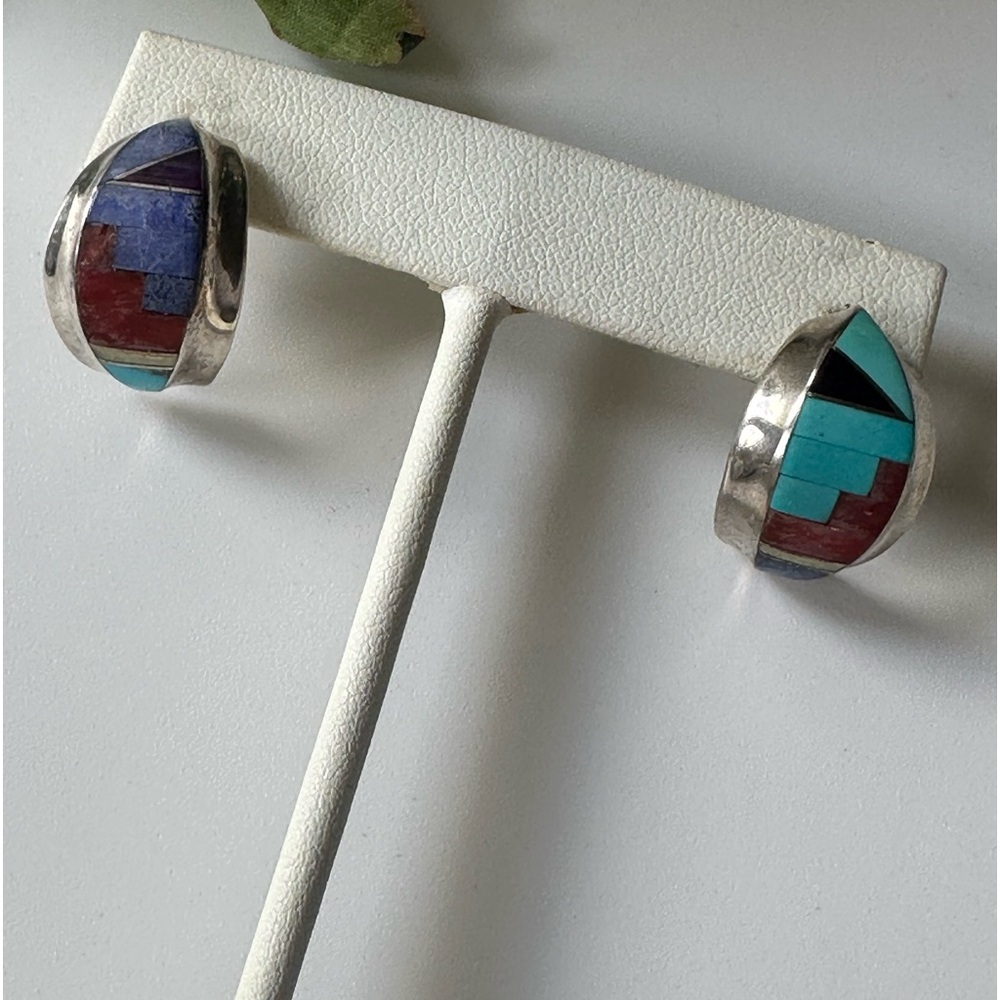 Native Franklin Carrillo Silver Multi Stone Inlay… - image 2